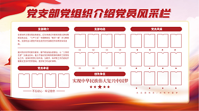 红色简约支部简介支部动态党组织介绍展板党建展板