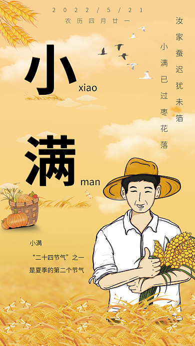 传统二十四节气小满海报