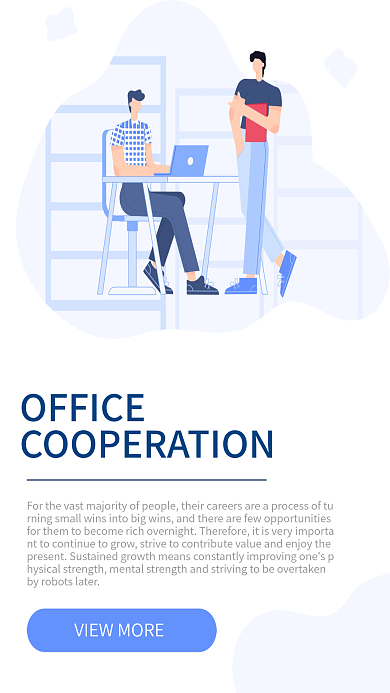 手绘商务场景扁平团引导页