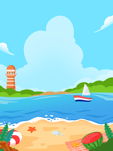 炎炎夏天场景旅游插画海报