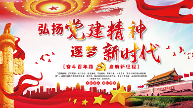 弘扬党建精神逐梦新时代党建展板海报