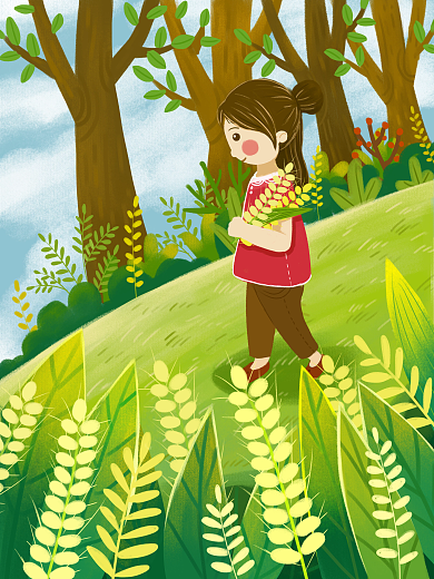 二十四节气小满小清新插画