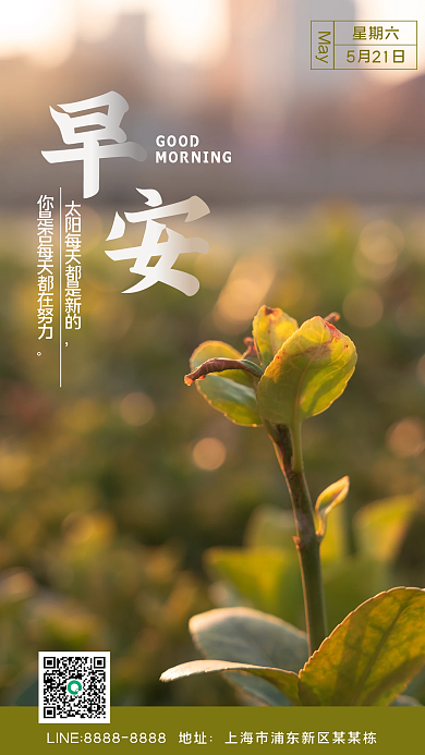 早安问候GOODMay励志日签摄影图手机海报