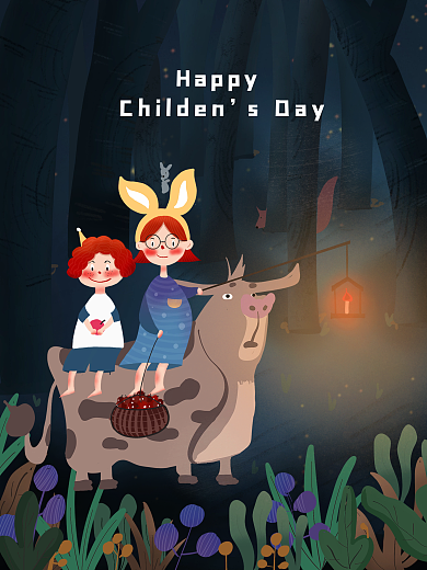 六一儿童节手绘HappysDay插画