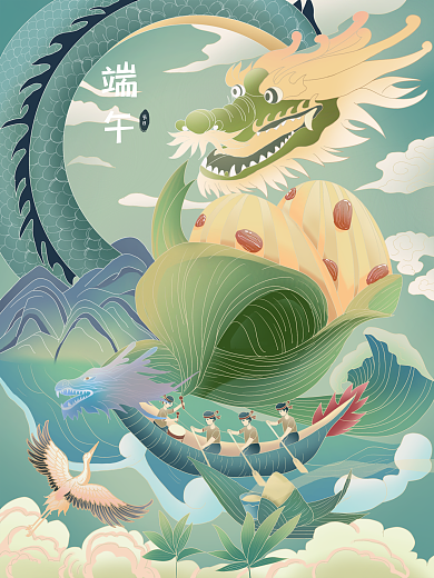 国潮风古风端午节日节日插画