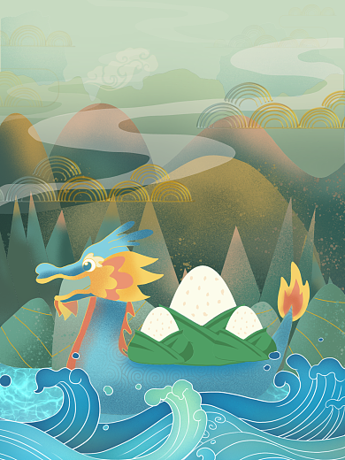 国潮风端午节插画