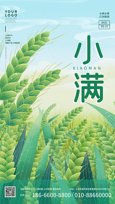 小满节气插画宣传海报