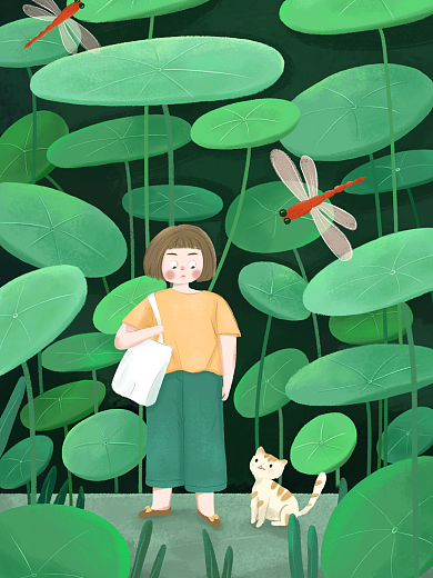 小清新节气处暑小暑夏天可爱风