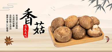 复古中国风舌尖美味香菇海报banner