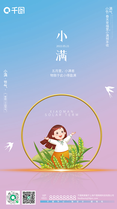 简约二十四节气五月里小满者海报