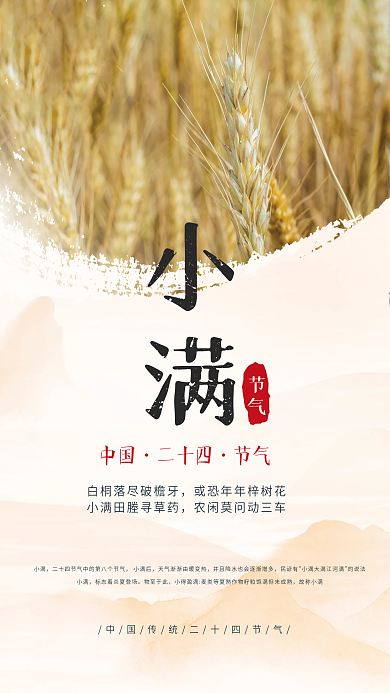 中国风二十四小满节气海报