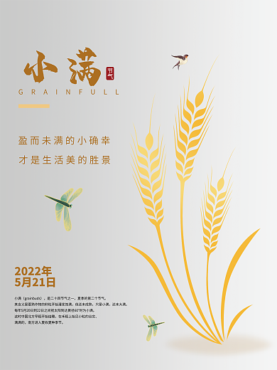 白色极简2022年5月21日小满海报