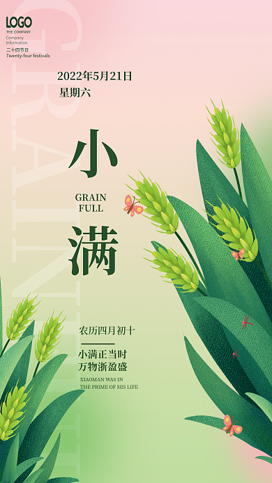 简约小清新小满正当时万物浙盈盛海报