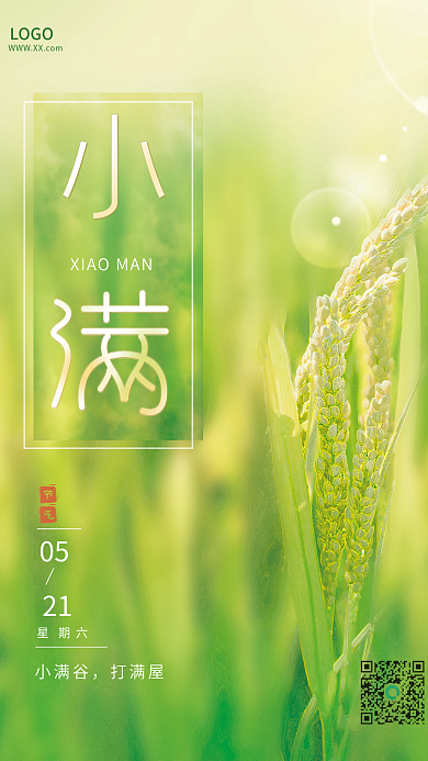 插画风节气小满谷小满节日海报