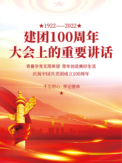党建庆祝★19222022★100周年大会讲话海报