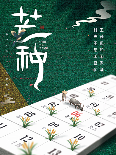 24节气6月6日农历创意海报