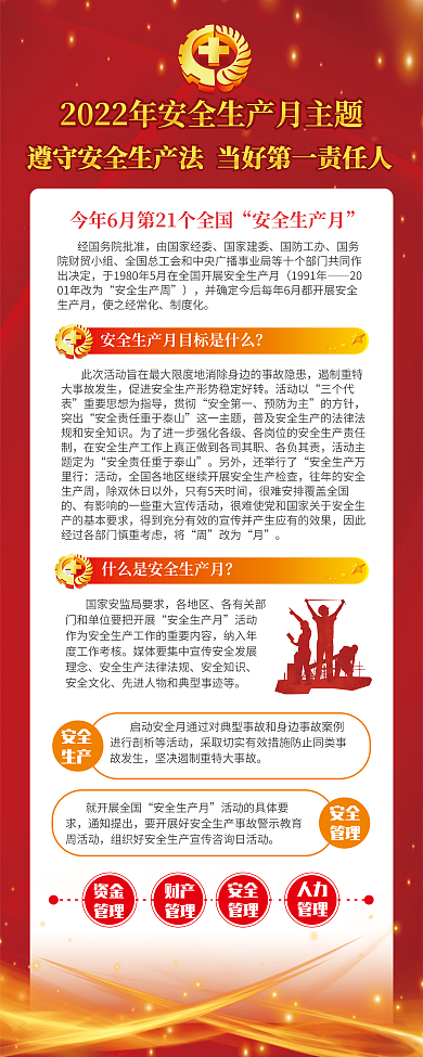 2022年安全安全生产月由国家经委易拉宝门型展架海报
