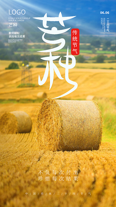 简约芒种LOGO芒种节气海报