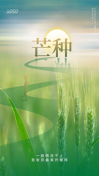 简约大气芒种LOGO海报