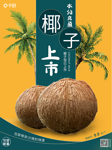 复古椰子水分充盈购买扫这里销售海报