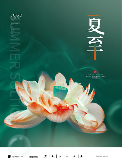 夏至海报传统节气二十四节气荷花