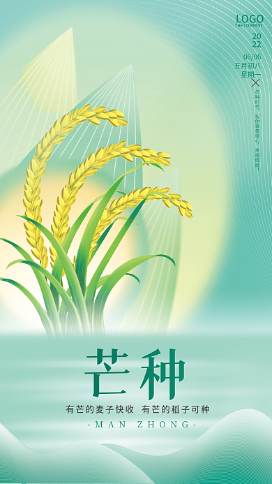 创意芒种二十四节气简约海报