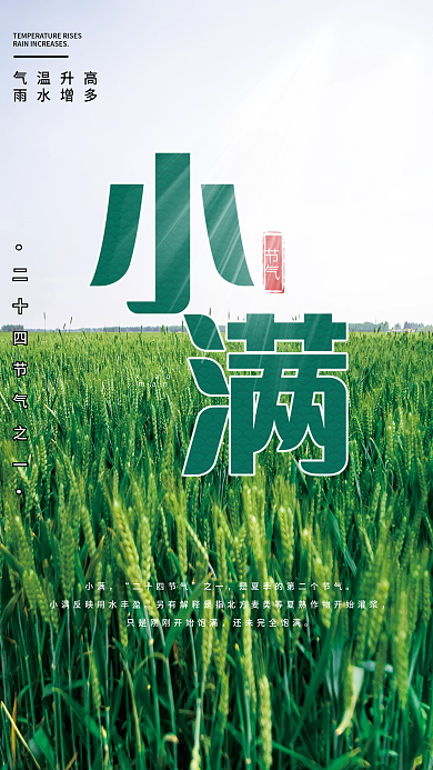 节气小满气温升高雨水增多节日海报