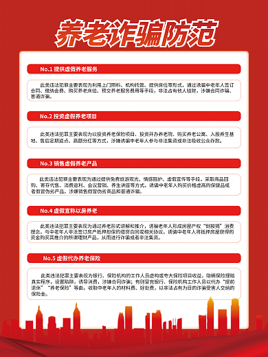简约养老机构托管缴纳会费套路和预防宣传系列海报