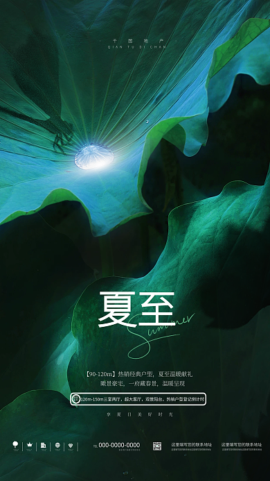 简约夏至节气传统节日摄影图地产借势海报