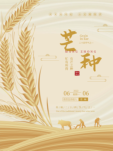 芒种节气弥散光风格宣传海报