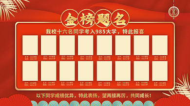 金榜题名高考光荣榜展板