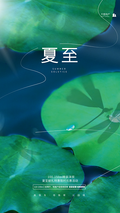 简约夏至节气传统节日摄影图地产借势海报
