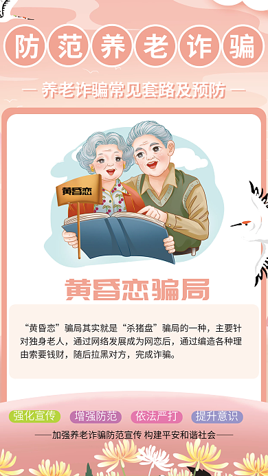 养老诈骗黄昏恋杀猪盘和预防宣传系列海报