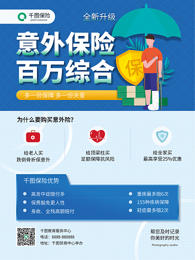 全新升级意外保险百万综合营销商业海报