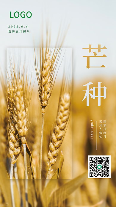 简约芒种田家少闲月五月人倍忙