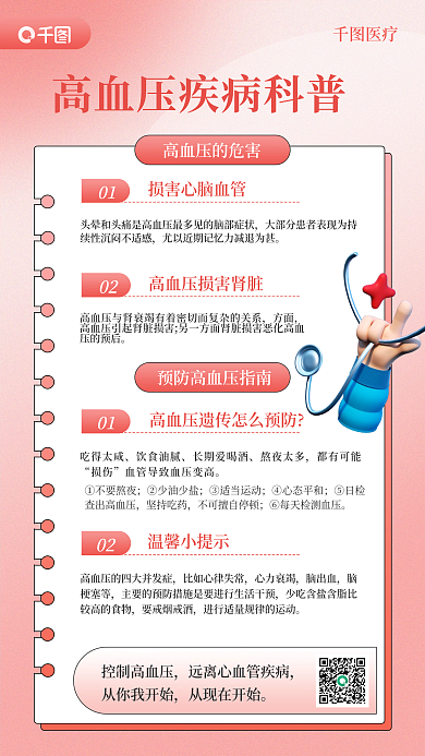高血压科普医疗控制高血压3d手机海报