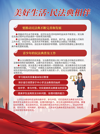 民法典普法参与中悟权利实现海报