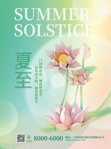 弥散性门闭阴寂寂城高树苍苍荷花二十四节气夏至节气海报