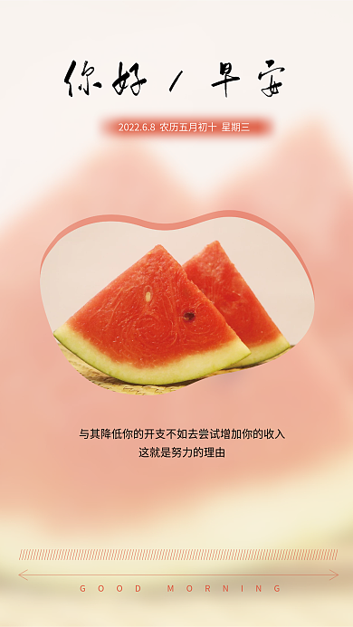 早安日签你好早安简约海报