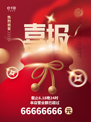 简约创意热烈祝贺百货喜庆销售额战报喜报