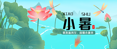 创意简约小暑XIAO插画节气小暑公众号图