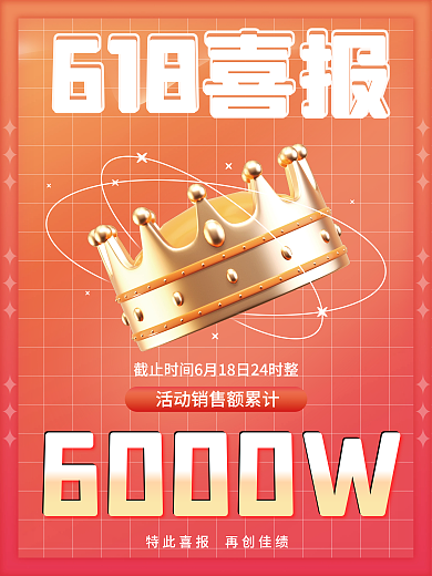 c4d创意6000W618喜报战报宣传海报