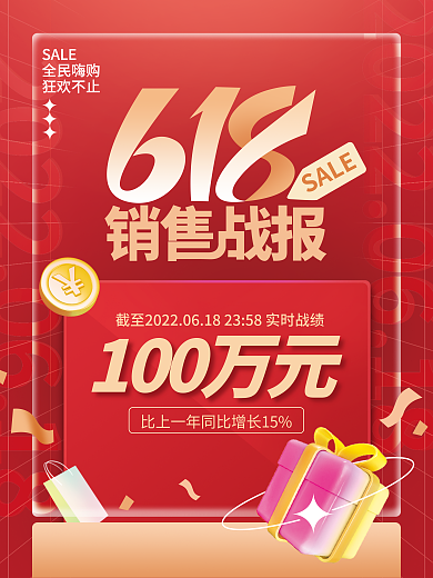 618喜报100万元SALE战报海报