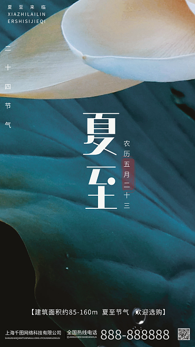 夏至传统二十四节气夏至来临节气海报