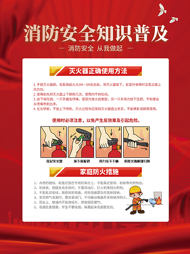 简约消防安全灭火器正内容宣传海报
