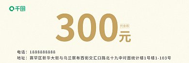 卡片简约300代金券羊肉优惠券