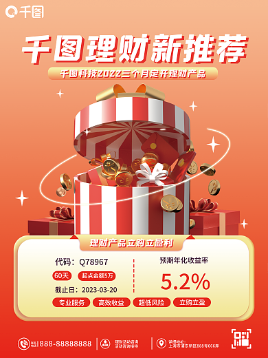 3d元素理财新推荐海报