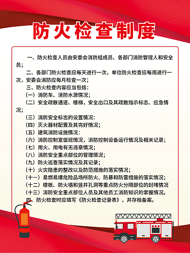 微型消防站消防车楼梯制度海报