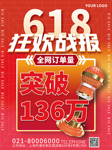 3d创意突破136万产品销售喜报战报海报
