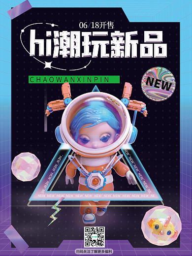 创意酸性NEWc4d盲盒促销3d海报